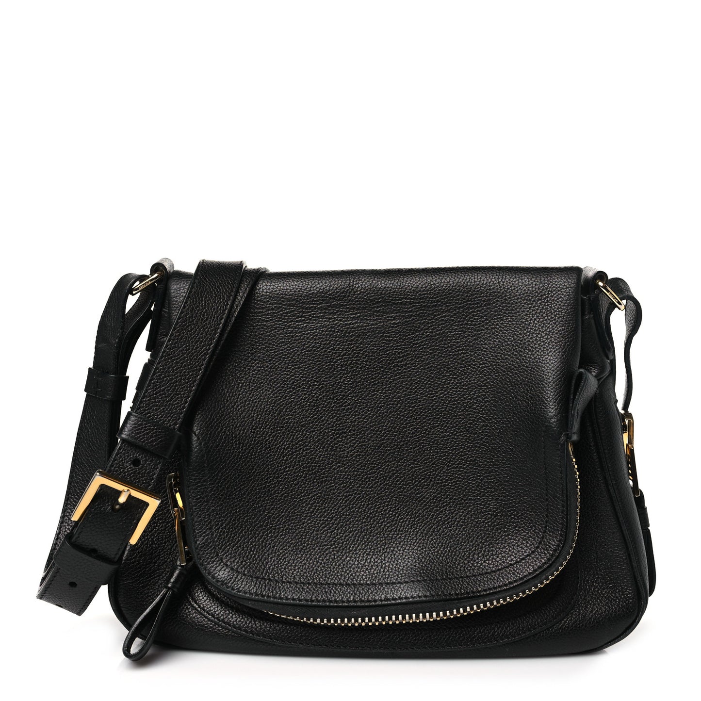 Grained Calfskin Medium Jennifer Crossbody Bag Black