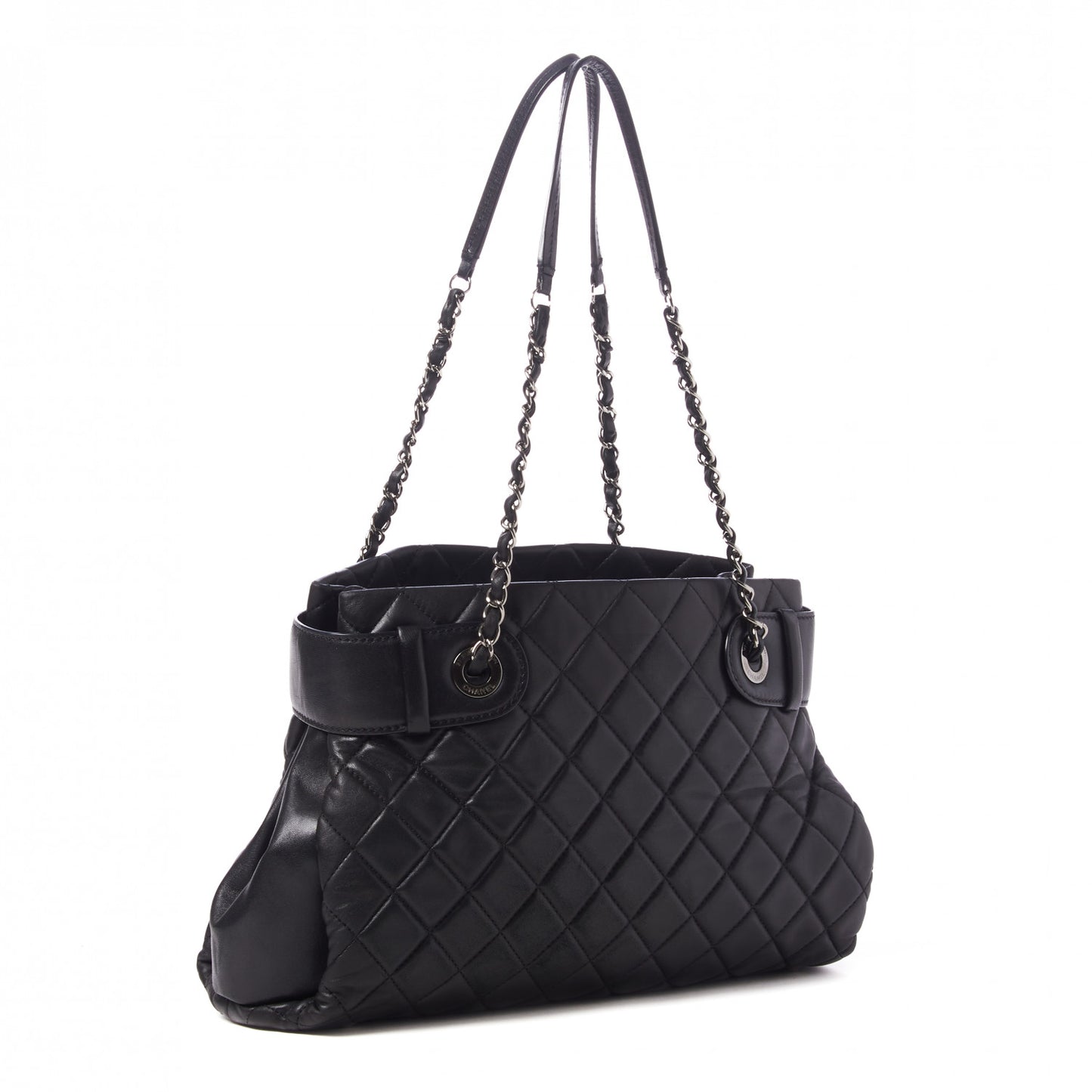 Lambskin Quilted Small Coco Loop Tote Black