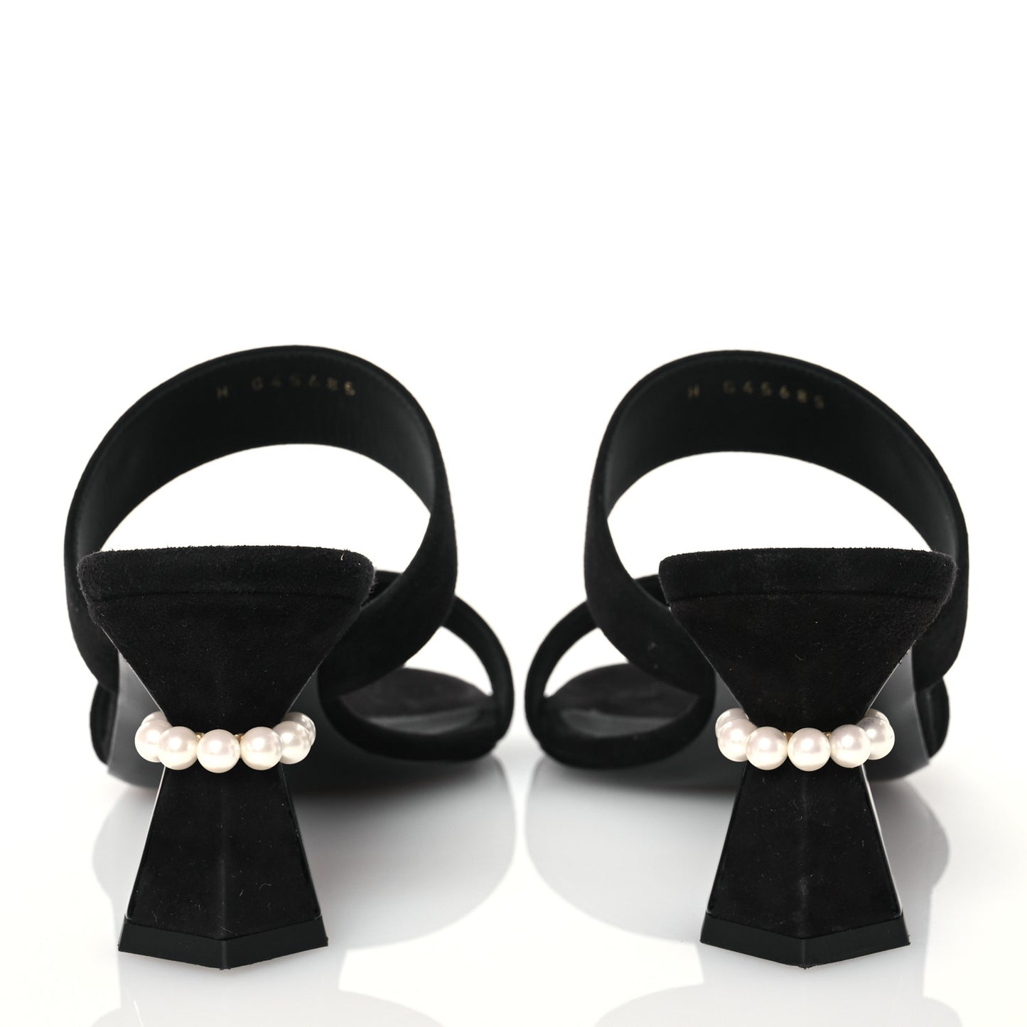 Suede Kidskin Pearl Sandals 38 Black