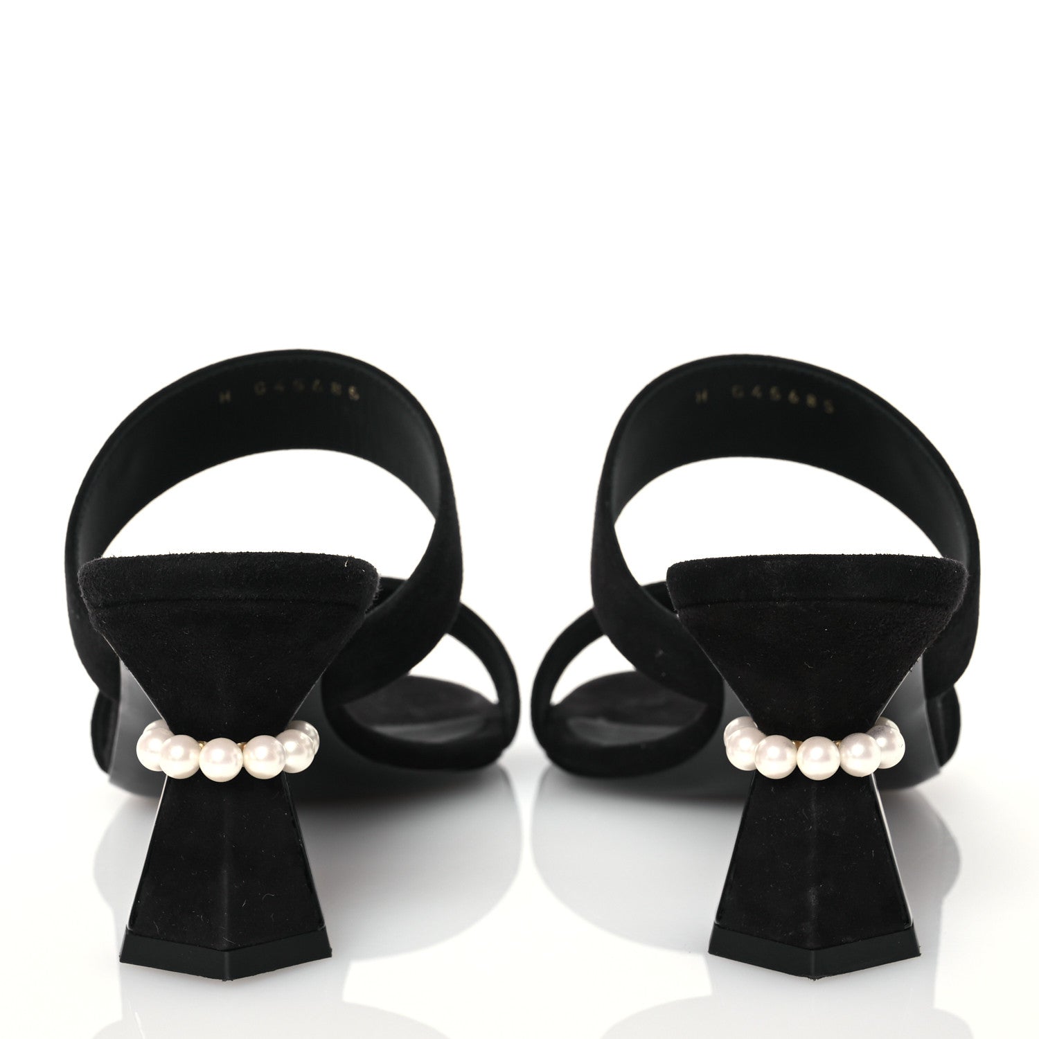 Chanel Suede Kidskin Pearl Sandals 38 Black 5 of 14