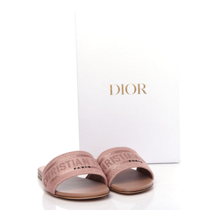 Christian Dior Cotton Embroidered Dway Mules Slide Sandals 35 Rose Des Vents 11 of 11