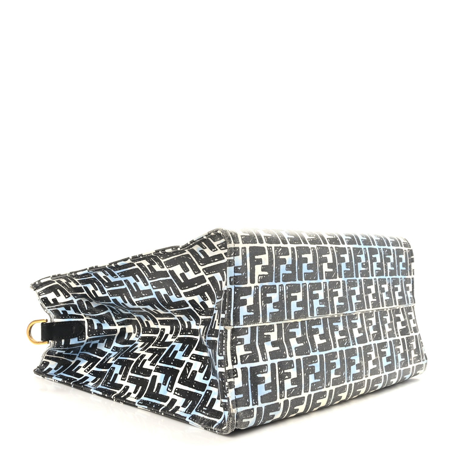 Fendi X JOSHUA VIDES Coated Canvas FF Cloudy Shopping Tote White Celeste Black 4 of 9