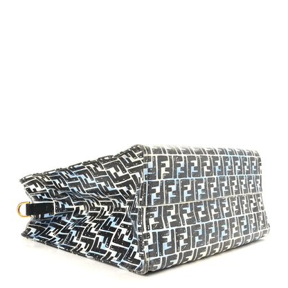 Fendi X JOSHUA VIDES Coated Canvas FF Cloudy Shopping Tote White Celeste Black 4 of 9