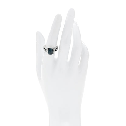 David Yurman Sterling Silver Diamond Hampton Blue Topaz 10mm Petite Wheaton Ring 54 7 2 of 4