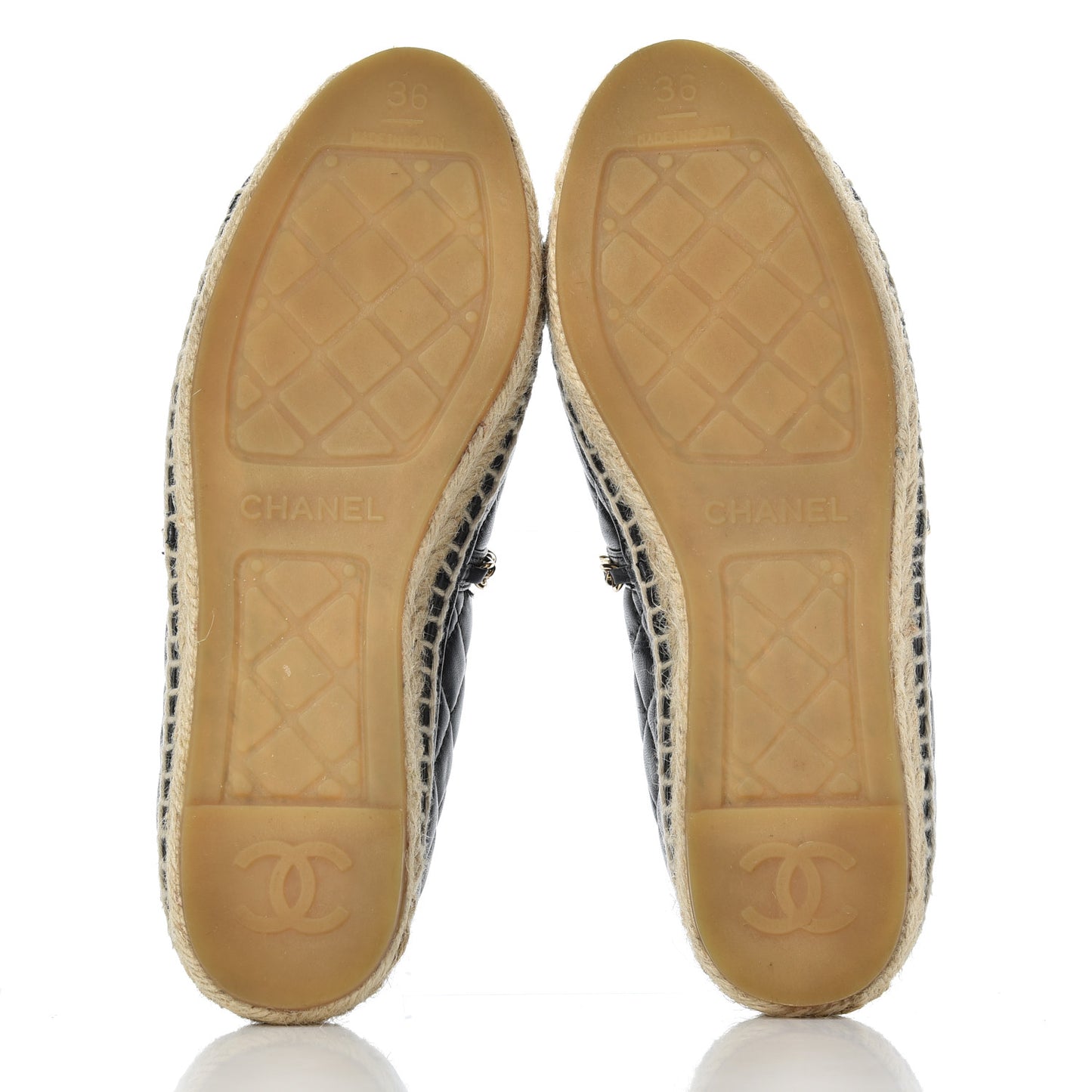 Lambskin Quilted CC Chain Espadrilles 36 Black