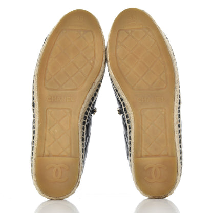Chanel Lambskin Quilted CC Chain Espadrilles 36 Black 5 of 25