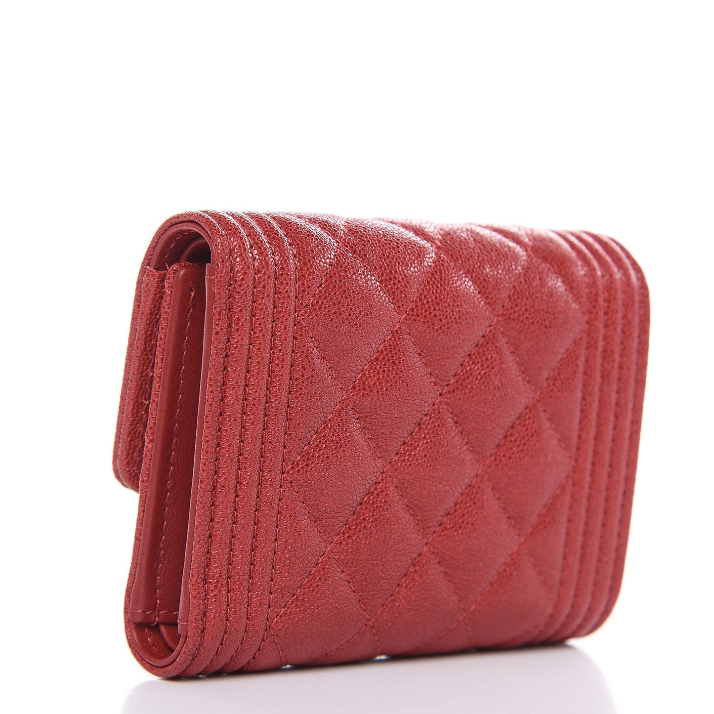 Caviar Quilted Compact Boy Wallet Red