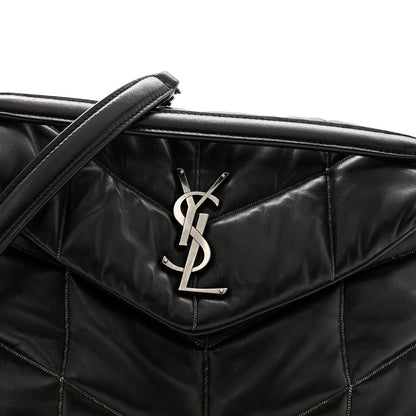 Saint Laurent Lambskin Quilted Metal Small Loulou Puffer Monogram Chain Satchel  Black 8 of 14