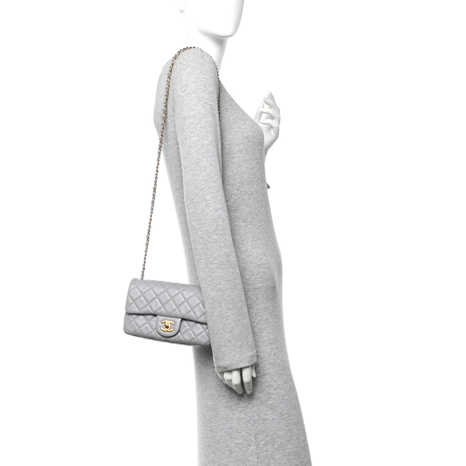 Chanel Lambskin Quilted Mini Rectangular Pearl Crush Flap Grey 2 of 13