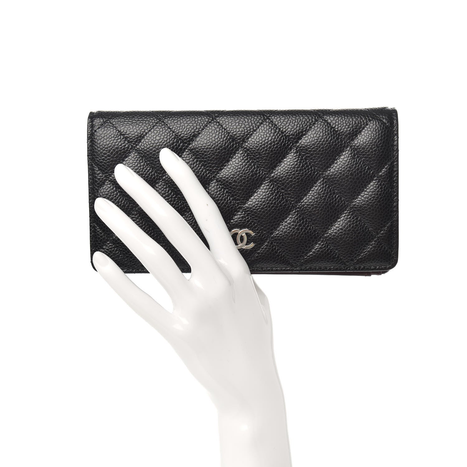 Chanel Caviar Quilted Yen Wallet Black 2 of 7