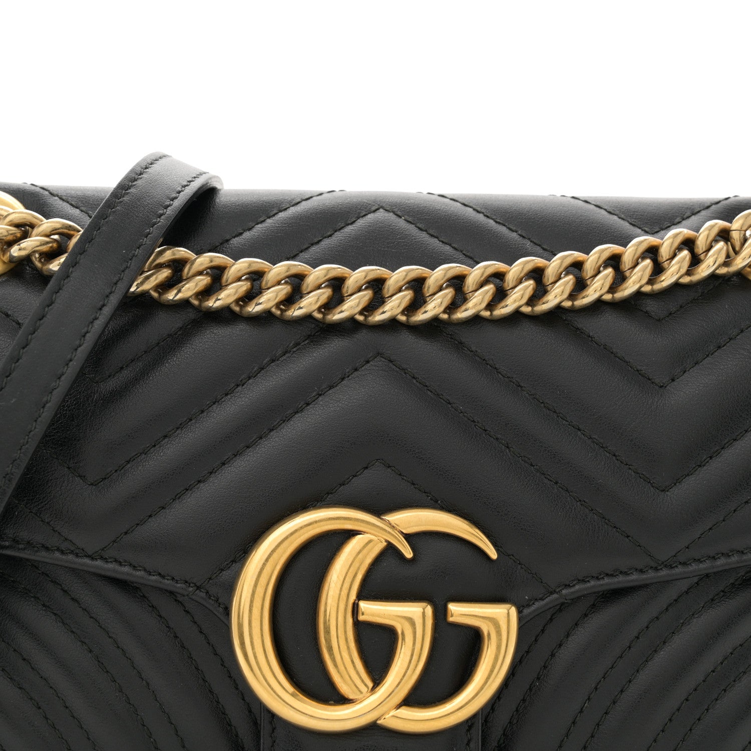 Gucci Calfskin Matelasse Small GG Marmont Shoulder Bag Black 8 of 13