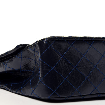 Chanel Glazed Calfskin Quilted Surpique 2.55 Reissue Flap Navy 9 of 10