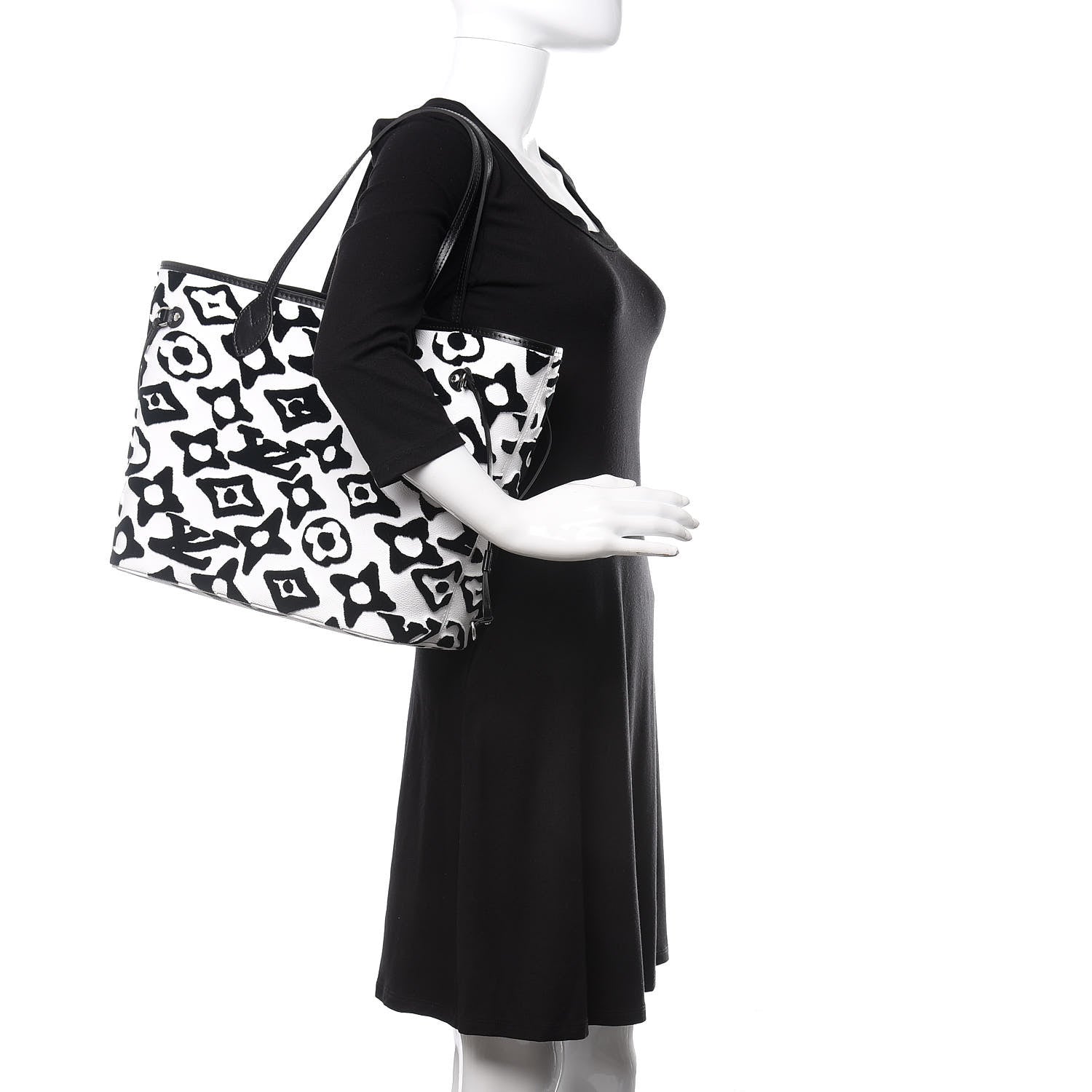 Louis Vuitton X UF Tufted Monogram Neverfull MM Black White 2 of 10