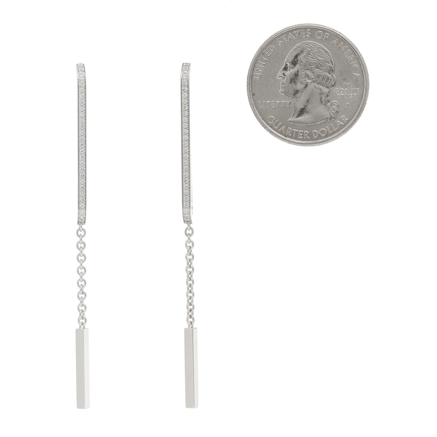 18K White Gold Diamond Ever Chaine D'Ancre Enchainee Earrings