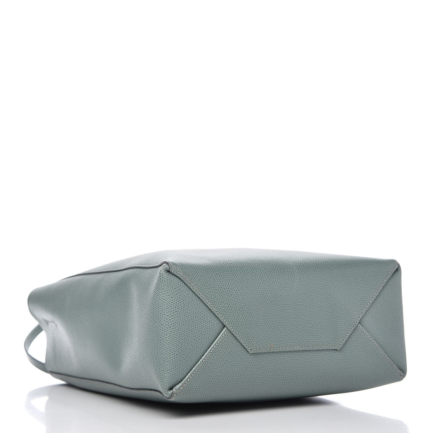 Grained Calfskin Small Vertical Cabas Green