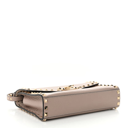 Valentino Garavani Pebbled Calfskin Medium Rockstud Flip Lock Crossbody Bag Poudre 4 of 11