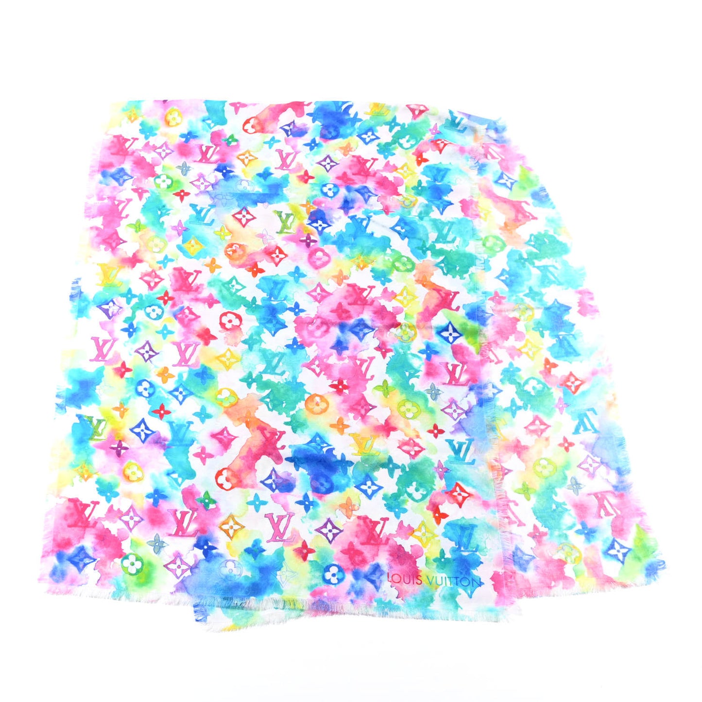 Cotton Monogram Essential Watercolor Stole Multicolor