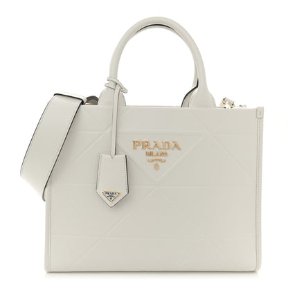 Prada Soft Calfskin Triangolo Symbole Embossed Small White 1 of 10
