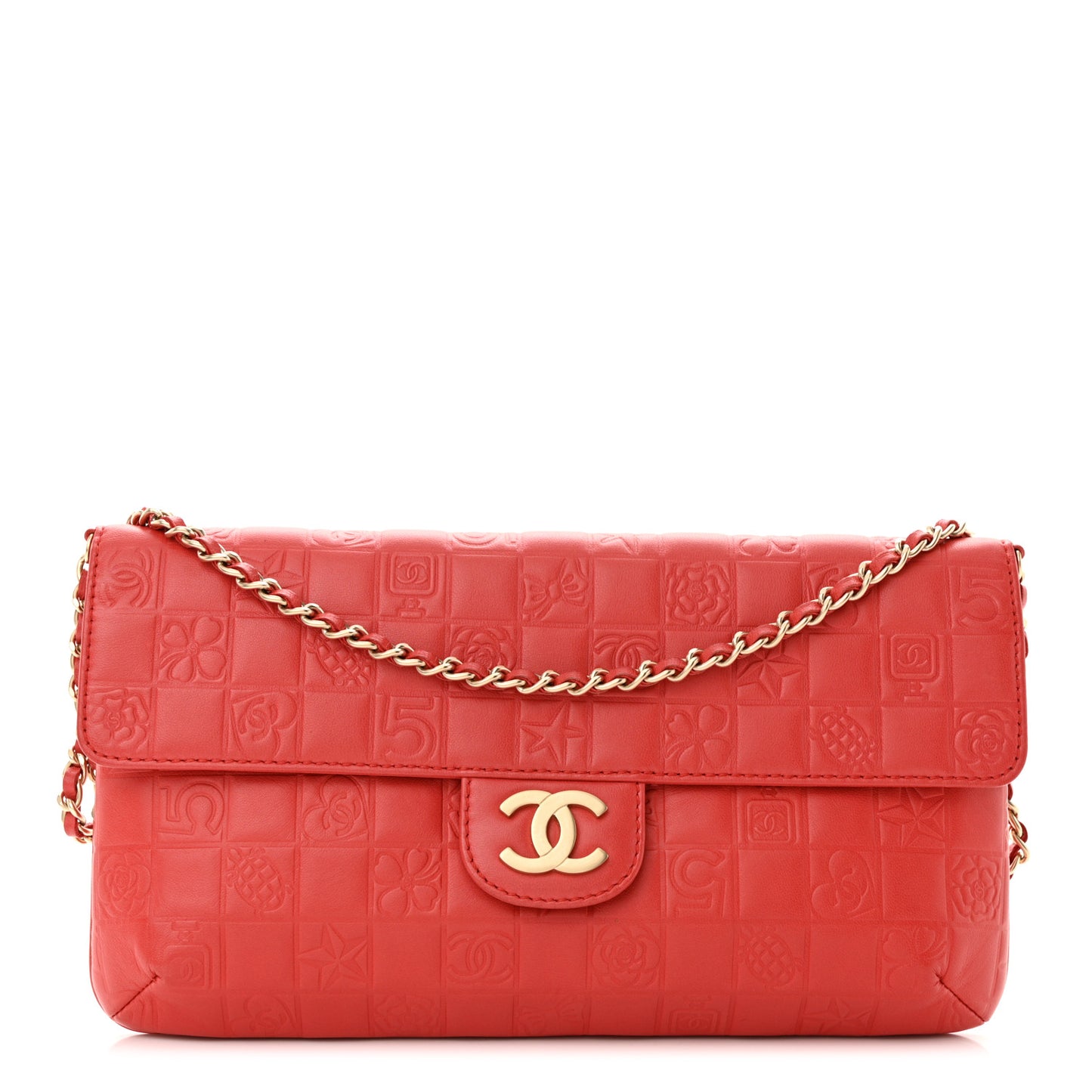 Lambskin Precious Symbols Flap Pochette Red