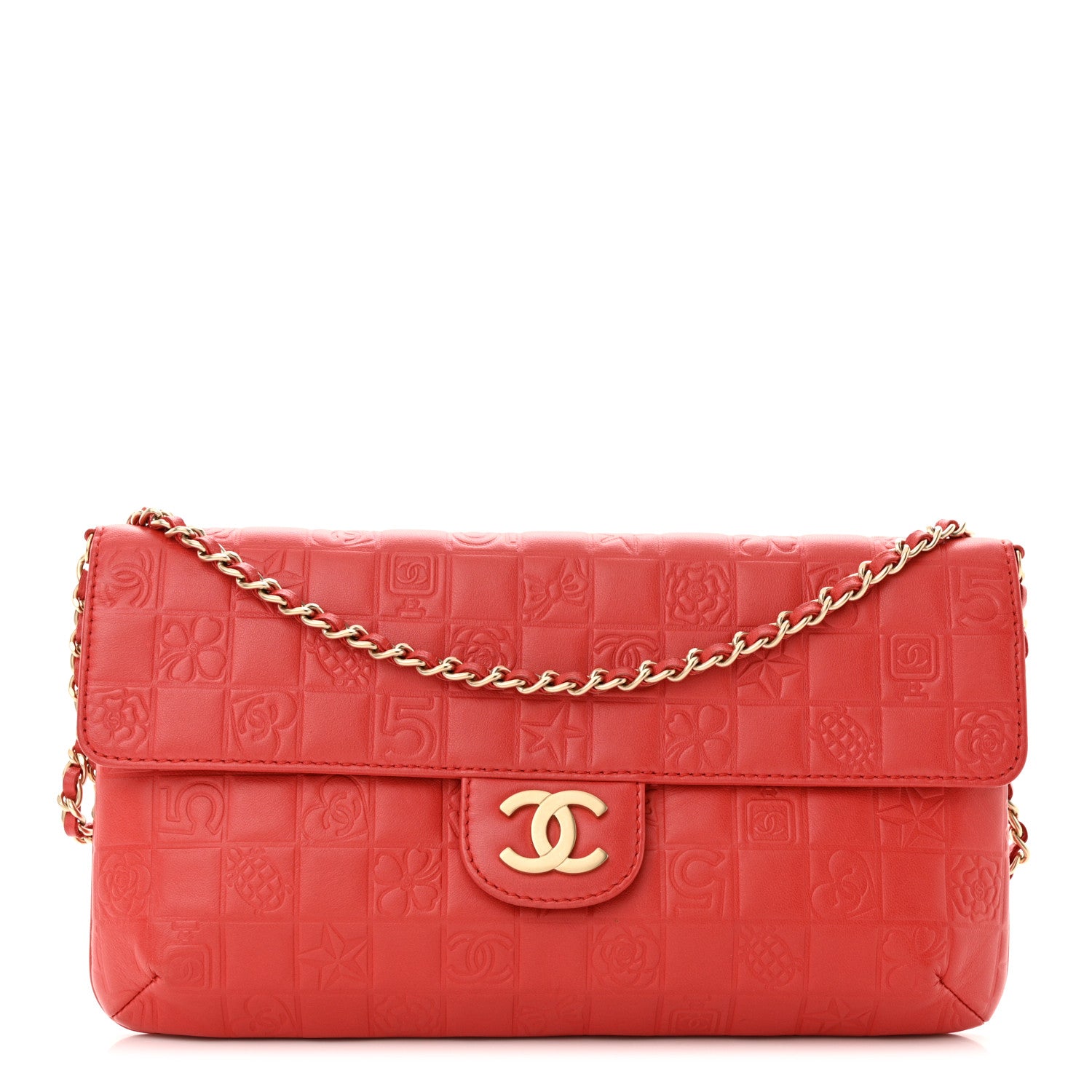 Chanel Lambskin Precious Symbols Flap Pochette Red 1 of 14