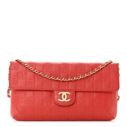 Chanel Lambskin Precious Symbols Flap Pochette Red 1 of 14