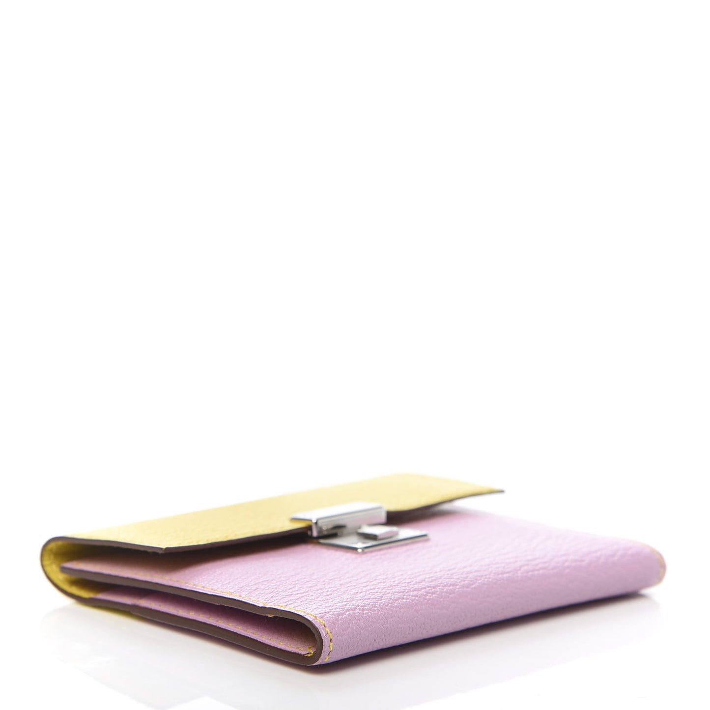Chevre Mysore Mini Clic Card Holder Mauve Sylvestre Jaune de Naples
