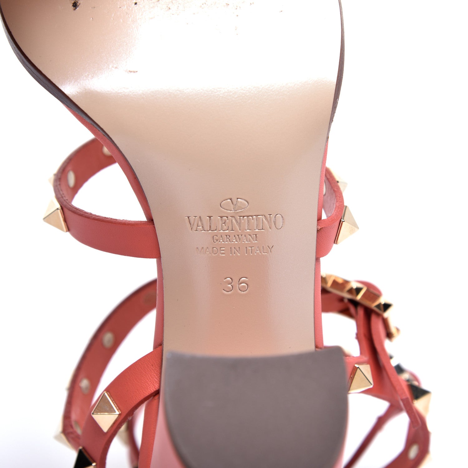 Valentino Garavani Calfskin Rockstud 90mm City Sandals 36 Orange 6 of 8