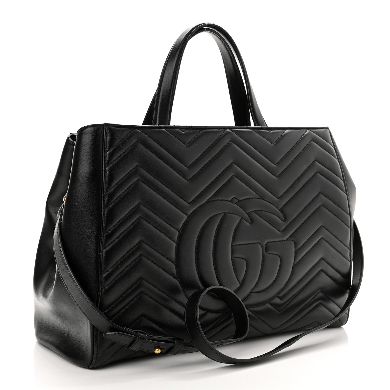 Gucci Calfskin Matelasse Medium GG Marmont Tote Black 3 of 11