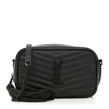 Saint Laurent Grain De Poudre Matelasse Monochrome Monogram Mini Lou Camera Bag Black 1 of 8