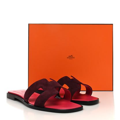 Hermes Suede Goatskin Oran Sandals 36.5 Rose Rouge Marsala 9 of 9