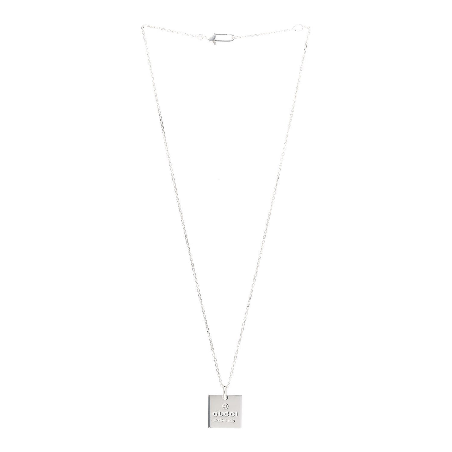Sterling Silver Trademark Logo Square Pendant Necklace