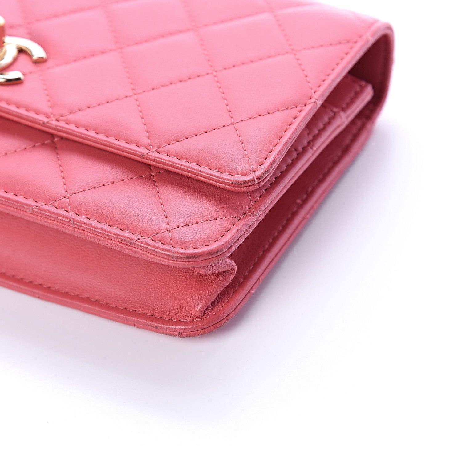 Chanel Lambskin Quilted Trendy CC Wallet On Chain WOC Bright Pink 9 of 10