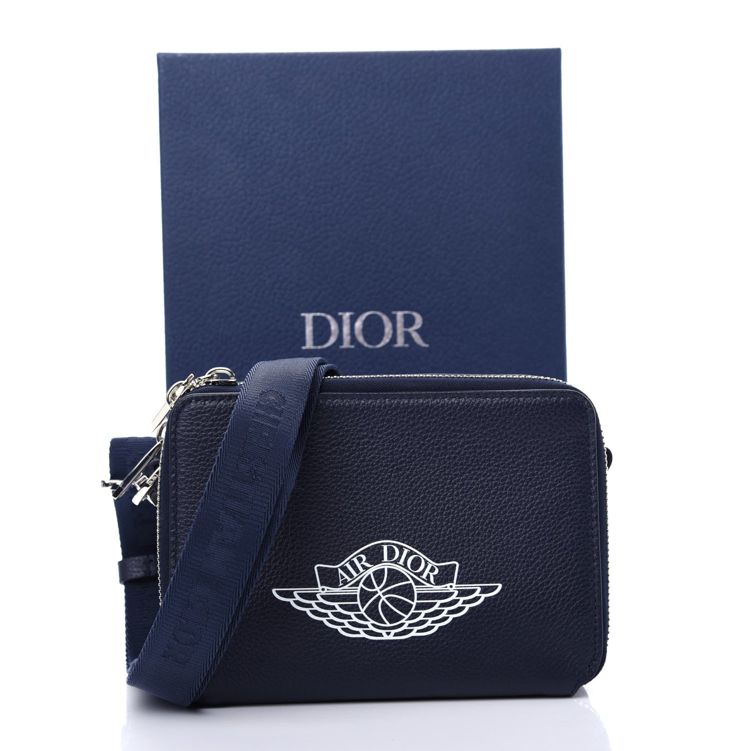 Christian Dior X AIR JORDAN Grained Calfskin Crossbody Blue 10 of 11