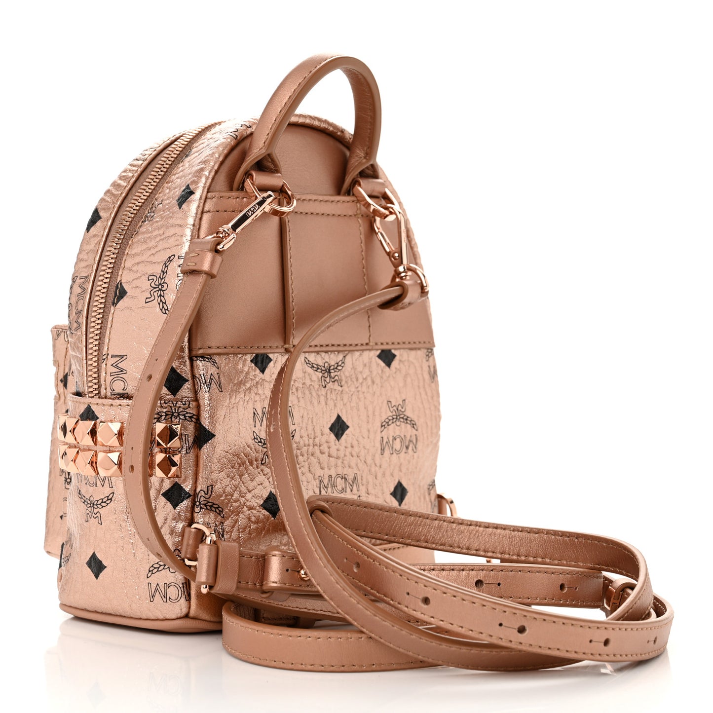 Metallic Visetos Studded X-Mini Bebe Boo Backpack Champagne Gold