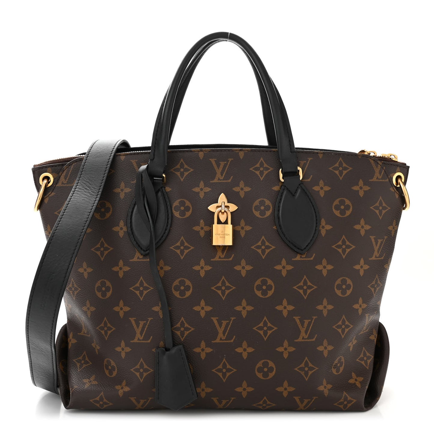 Monogram Flower Zipped Tote MM Black