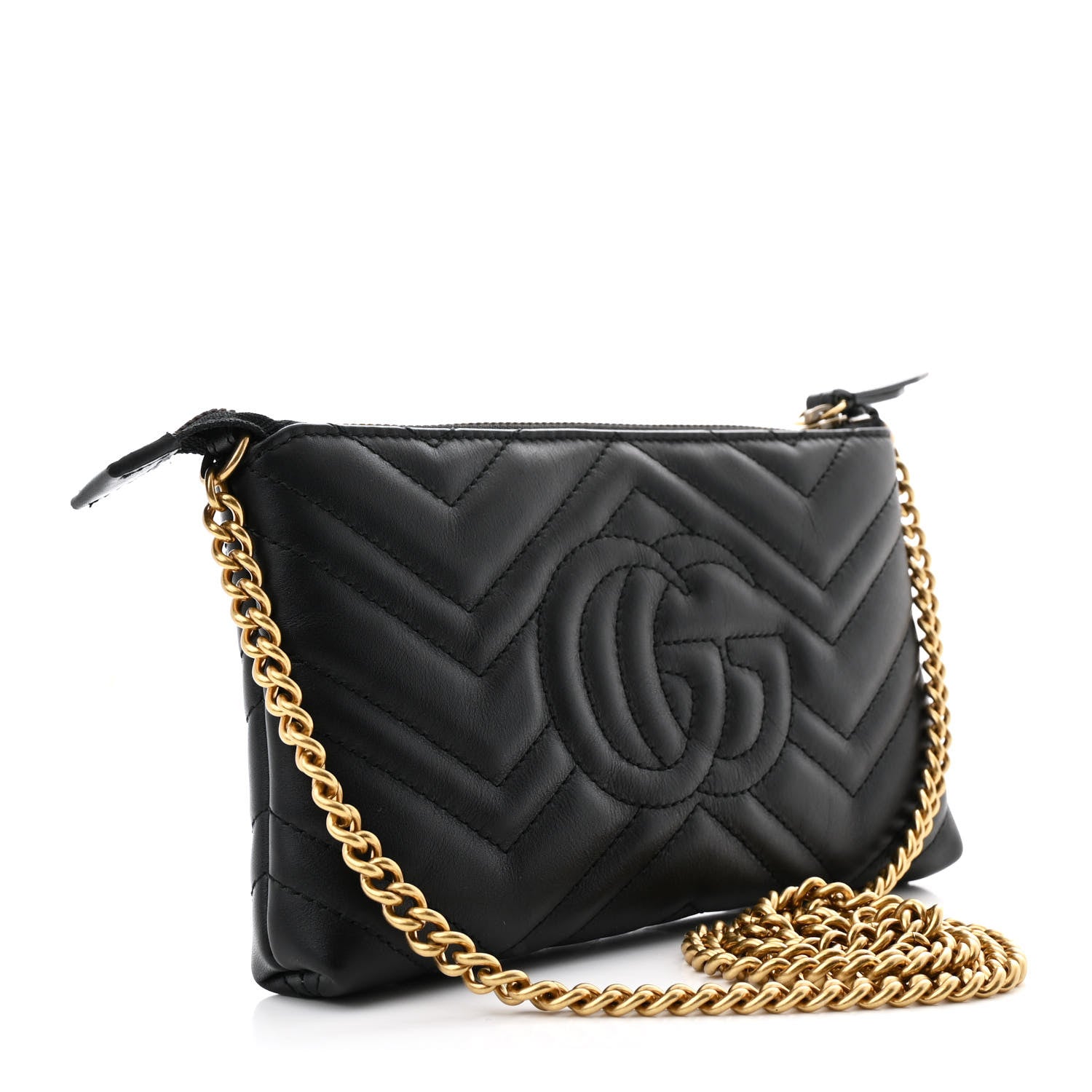 Gucci Calfskin Matelasse Mini GG Marmont Chain Bag Black 3 of 10