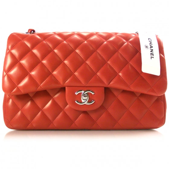 Lambskin Quilted Jumbo Flap Red 12C