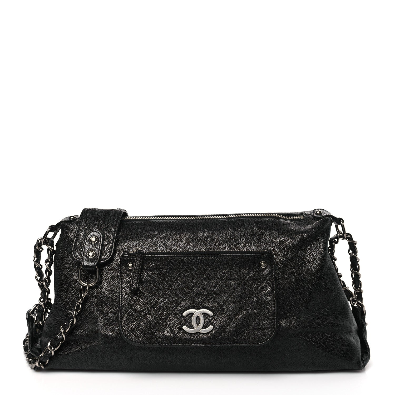 Chanel Glazed Caviar Pocket In The City Shoulder Bag Black 1 of 11