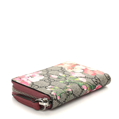 Gucci GG Supreme Monogram Blooms Zip Around Card Case Wallet Beige Multicolor Dry Rose 4 of 6