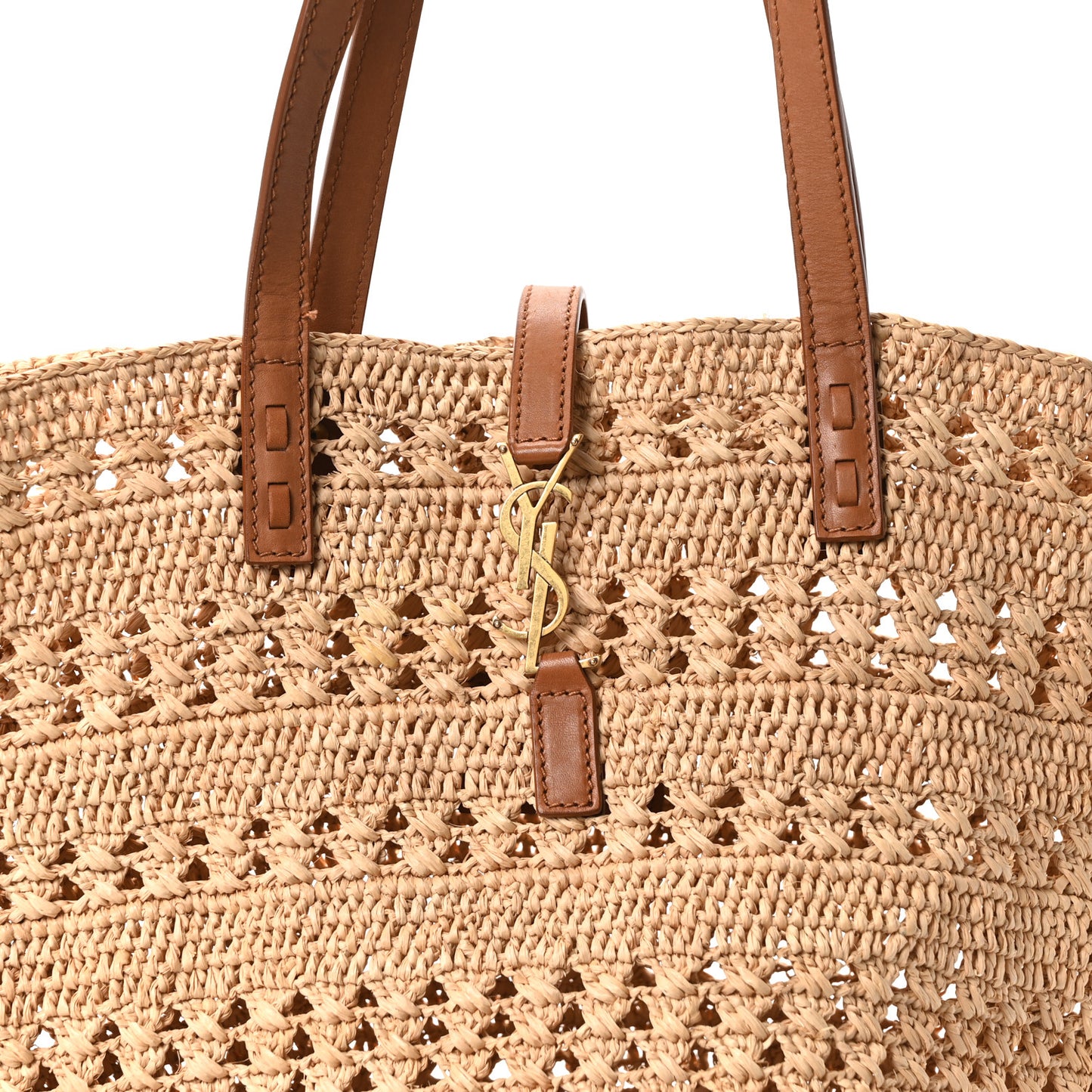 Raffia Calfskin Medium Panier Tote Naturel