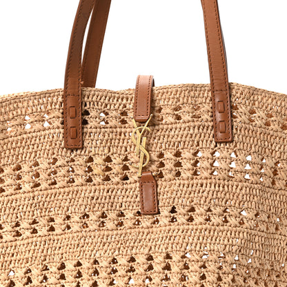 Saint Laurent Raffia Calfskin Medium Panier Tote Naturel 8 of 10