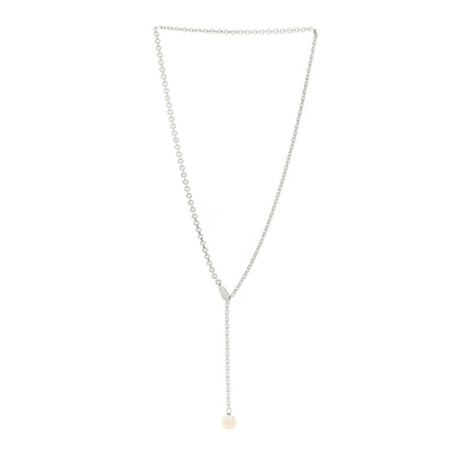 Cartier 18K White Gold Diamond Pearl 8.5mm Lariat Pendant Necklace 3 of 5
