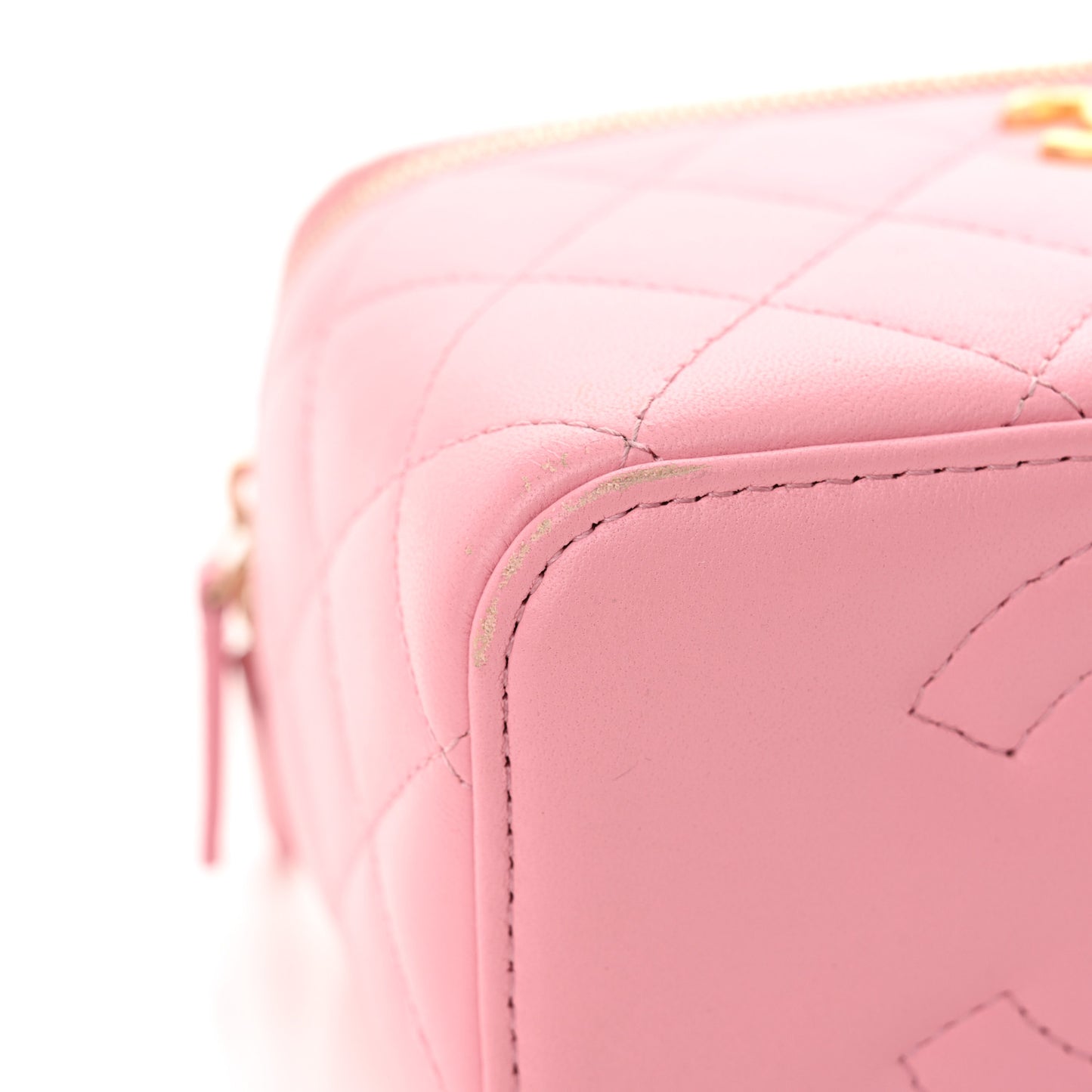 Lambskin Quilted Pick Me Up Vanity Case Pink