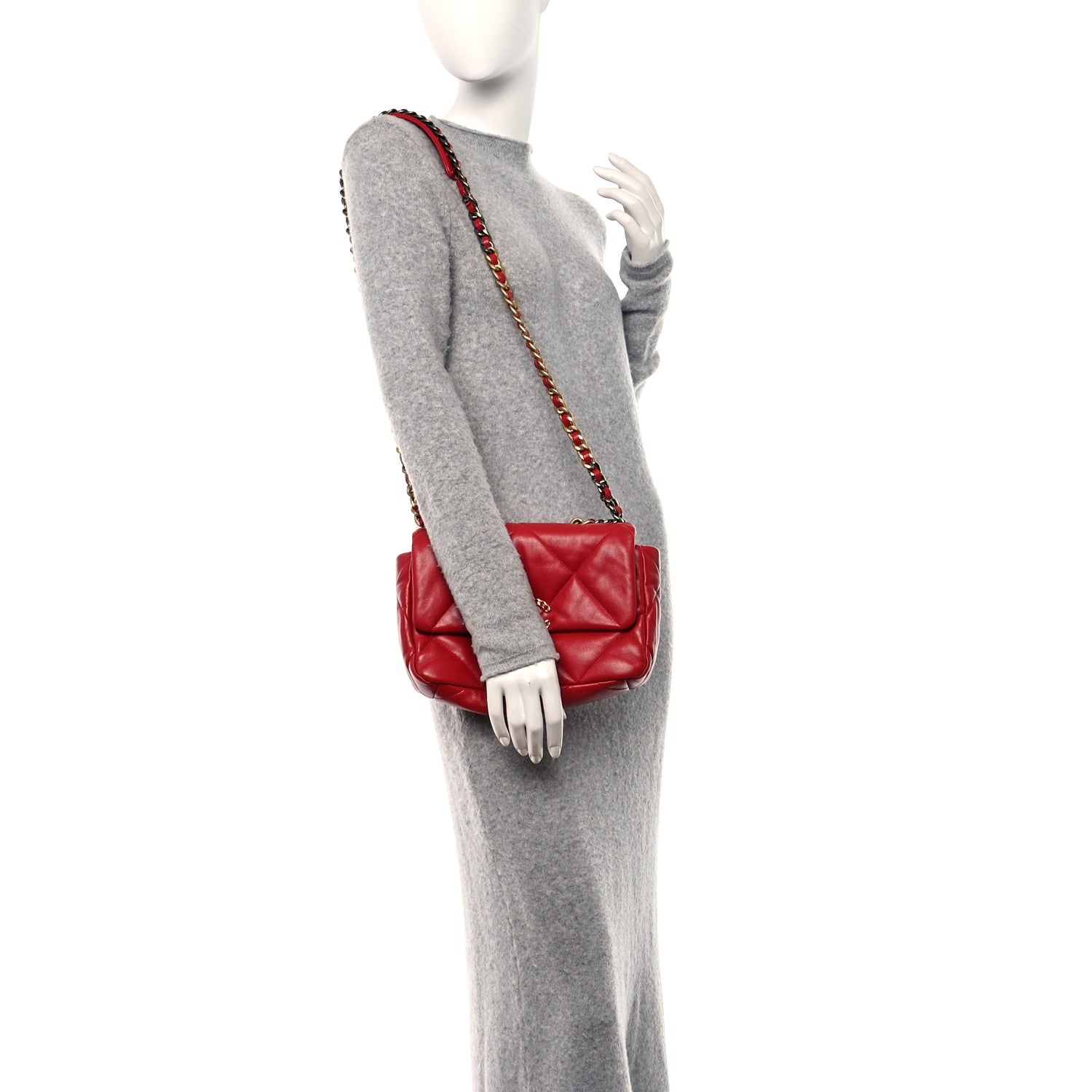 Chanel Goatskin Quilted Medium Chanel 19 Flap Red 2 of 11