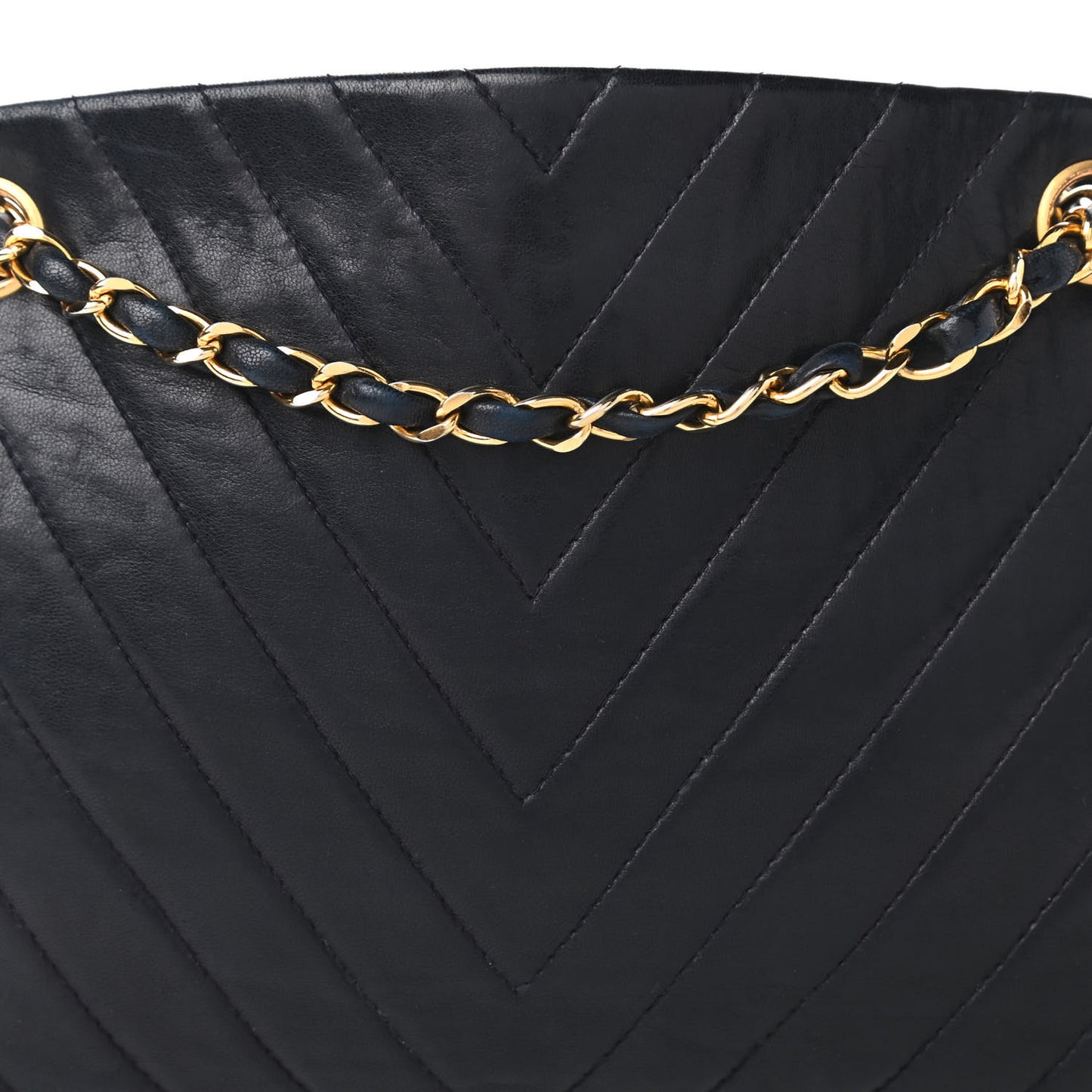 Lambskin Chevron Quilted Frame Shoulder Bag Navy