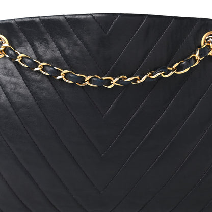 Chanel Lambskin Chevron Quilted Frame Shoulder Bag Navy 9 of 9