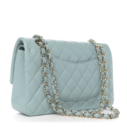 Chanel Caviar Quilted Medium Double Flap Light Blue 2 of 10