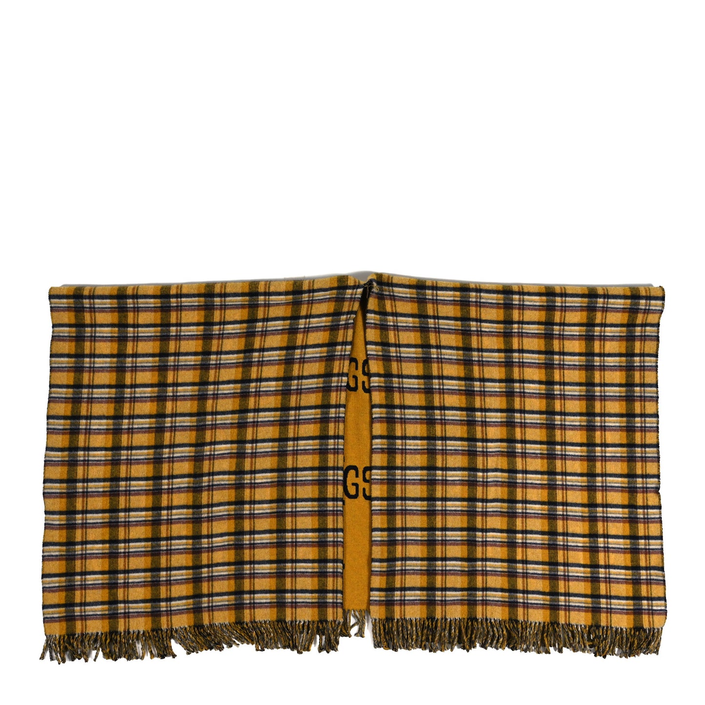 Wool GG Freedom Monogram Reversible Cape Yellow