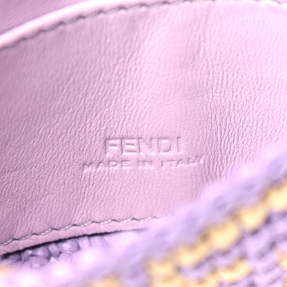 Fendi Raffia Vitello Seta FF Woven Nano Baguette Charm Anemone Natural 5 of 8