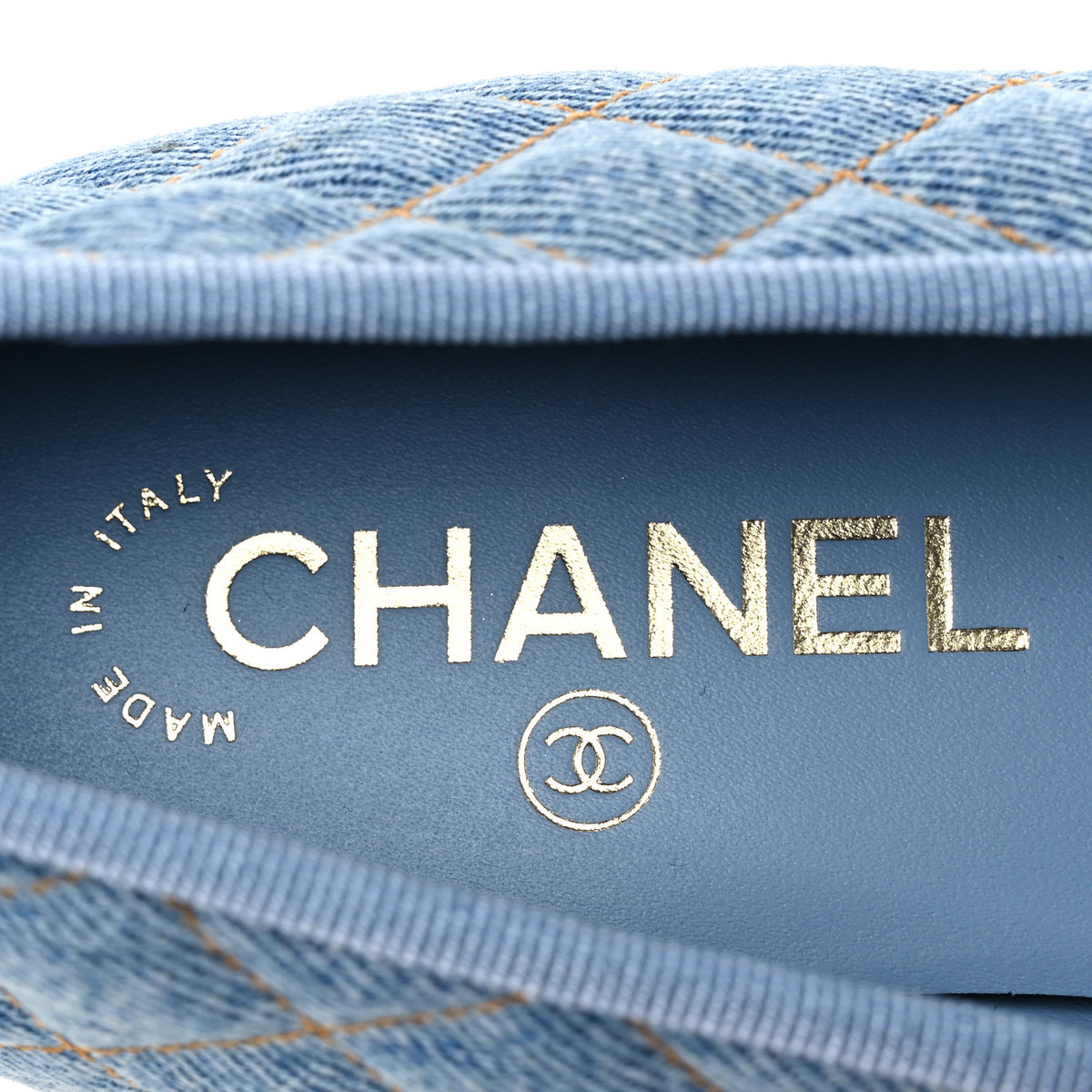 Chanel Denim Quilted CC Cap Toe Ballerina Flats 40.5 Light Blue 9 of 11